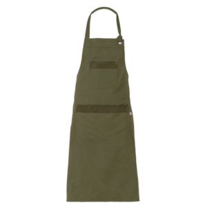 grembiule con tasche verde militare Alcantara