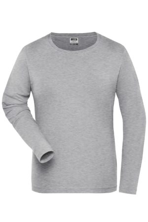 Ladies' BIO Stretch-Longsleeve Work - SOLID - Grey Heather